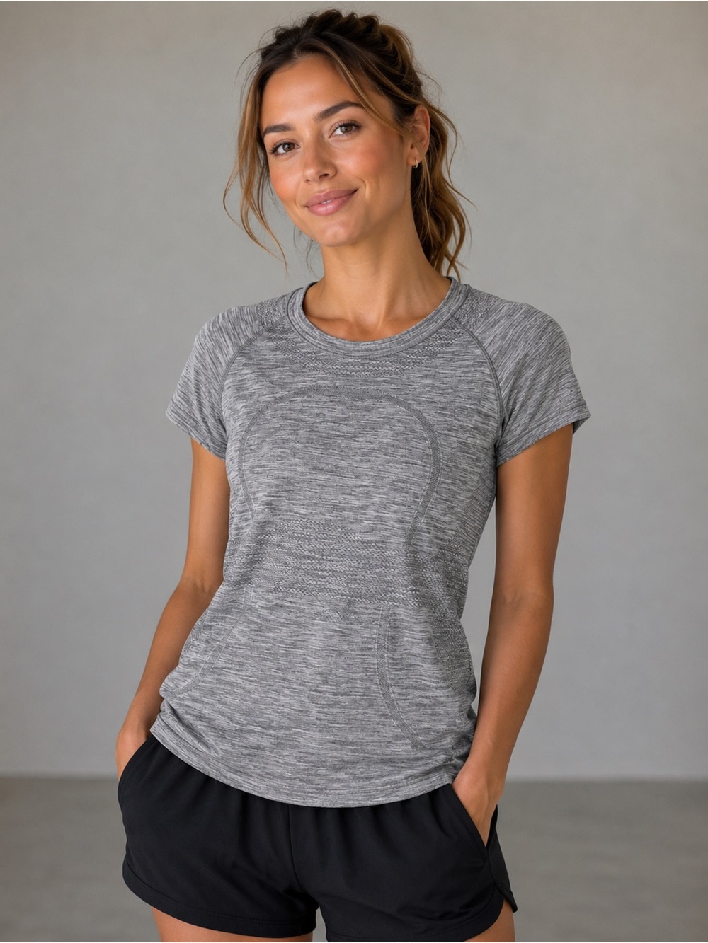Lululemon Heather Gray Short Sleeve Knit Top